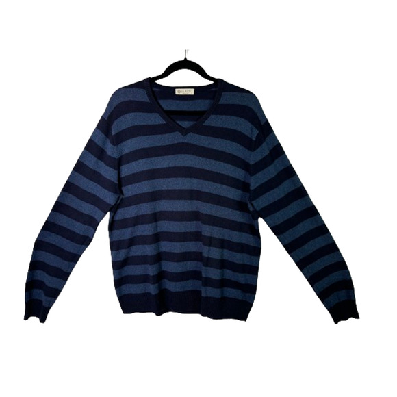 J. Crew Mens Size L Blue Knit Cashmere Blend Long Sleeve V Neck Pullover Sweater - Picture 1 of 9